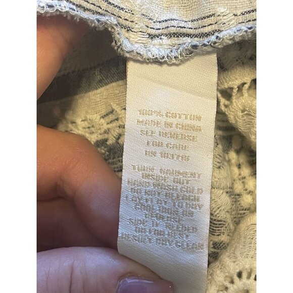 Hope and Harlow Halter Shift Dress 4 Stripe Boho Floral Embroidered Crochet Lace - Picture 6 of 7